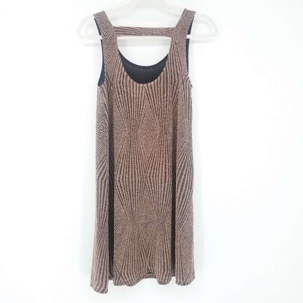 Everly Pink Black Shimmer Metallic Swing Dress - Picture 4 of 7